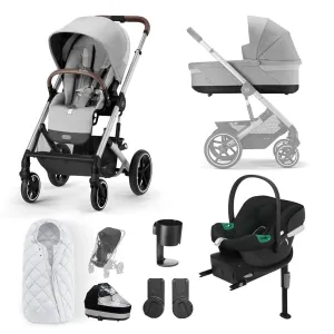 Cybex Balios S Lux Bundle with Aton B2 Car Seat & Base - Lava Grey/Silver Frame