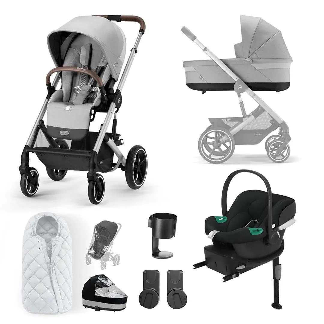 Cybex Balios S Lux Bundle with Aton B2 Car Seat & Base - Lava Grey/Silver Frame
