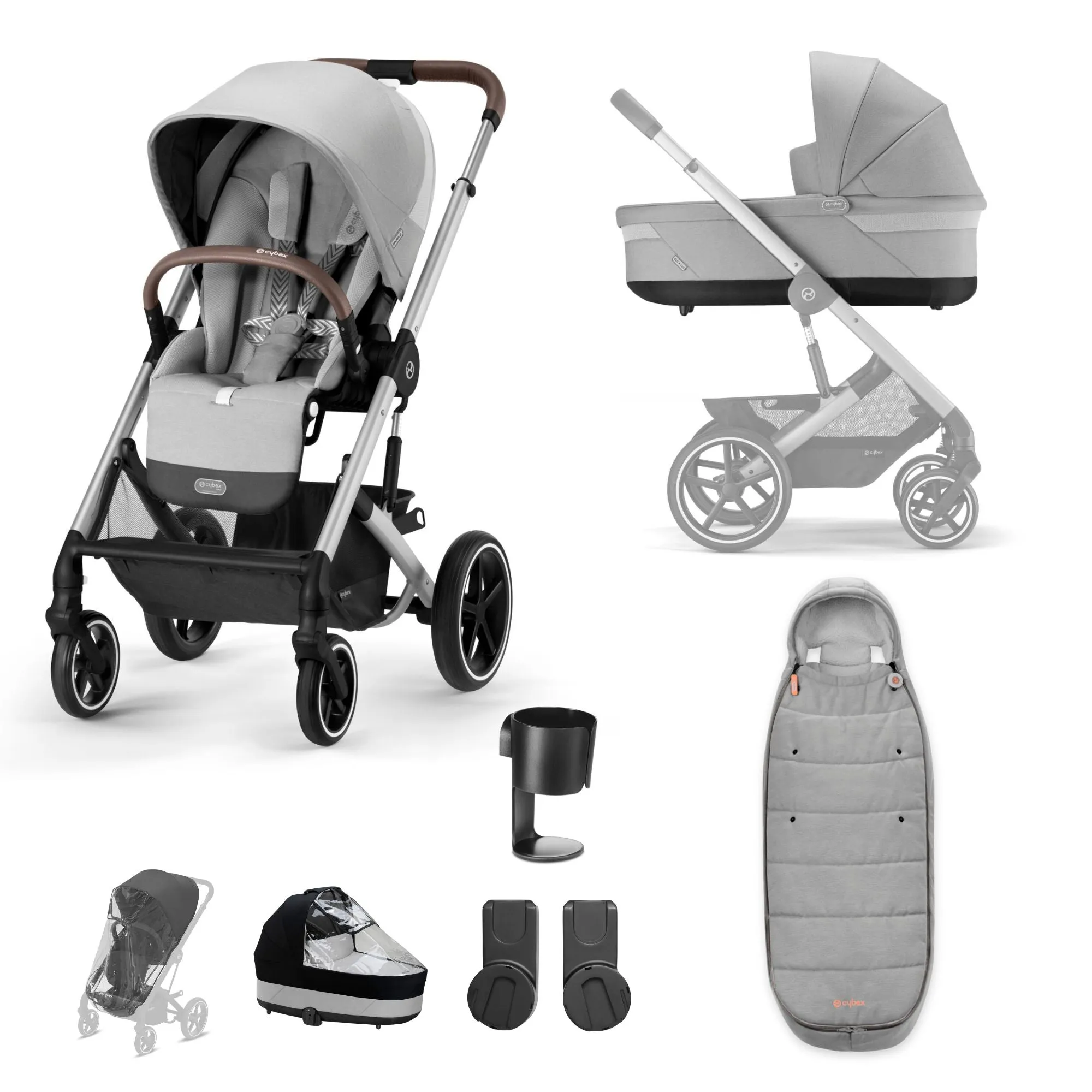 Cybex Balios S Lux Bundle with Aton B2 Car Seat & Base - Lava Grey/Silver Frame