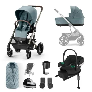 Cybex Balios S Lux Bundle with Aton B2 Car Seat & Base - Sky Blue/Taupe Frame