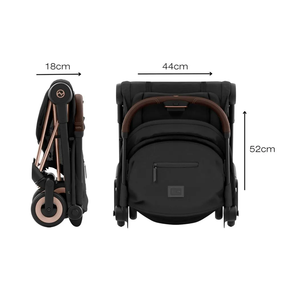 CYBEX COYA Ultra-compact Pushchair with Matt Black Frame - Sepia Black
