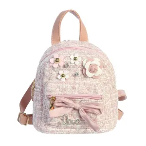 Dear Ellie Tweed Backpack with Flowers - Pink