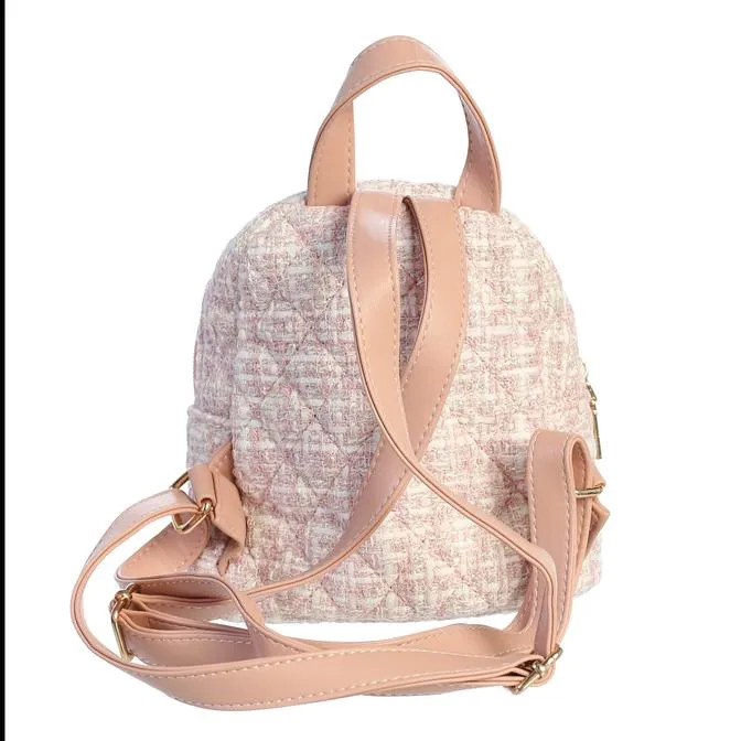 Dear Ellie Tweed Backpack with Flowers - Pink