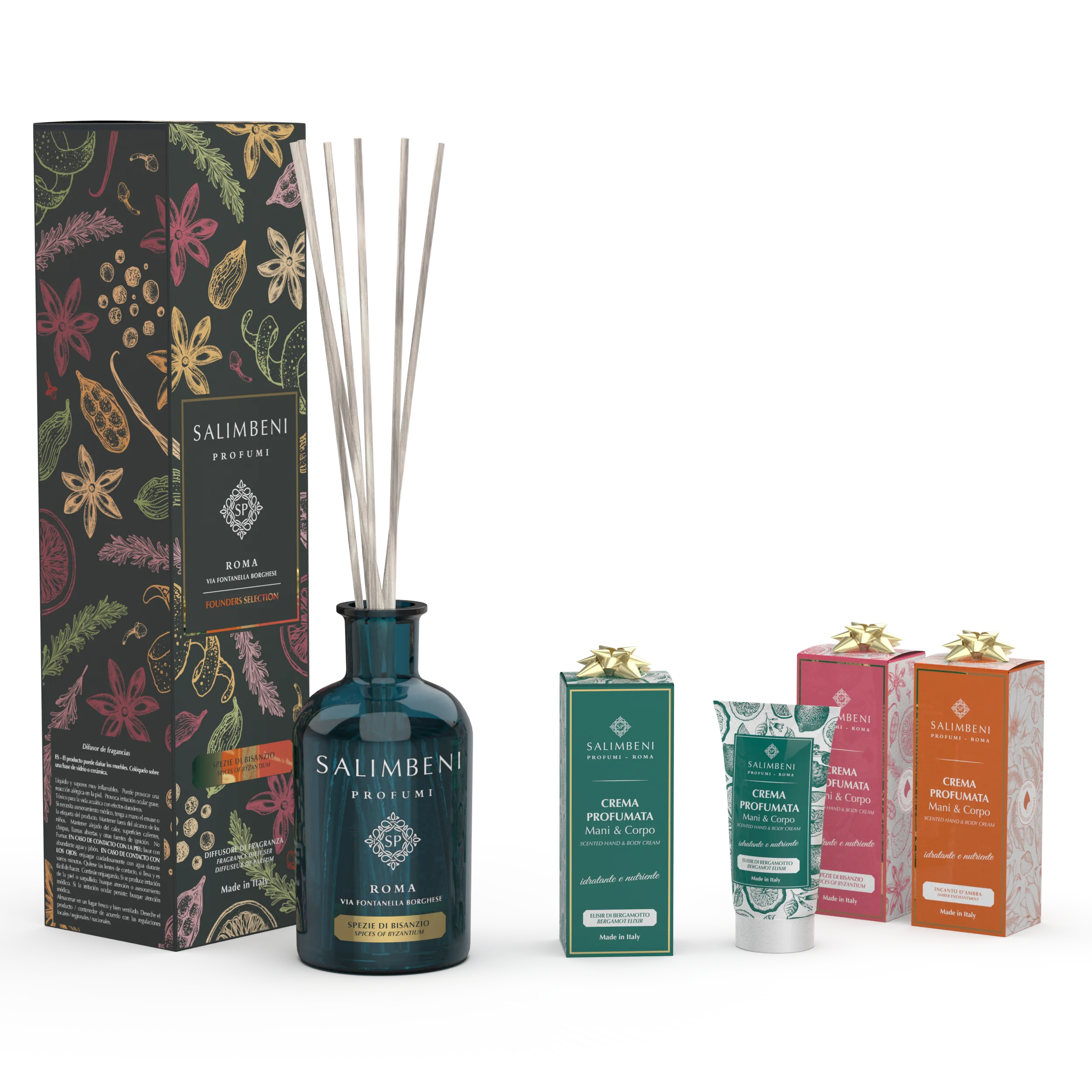 Diffusore a Bastoncini 250 ml Spezie di Bisanzio   3 Creme Profumate 50ml in PROVA OMAGGIO (Elisir di Bergamotto 50ml   Incanto d'Ambra 50ml   Spezie di Bisanzio 50ml)
