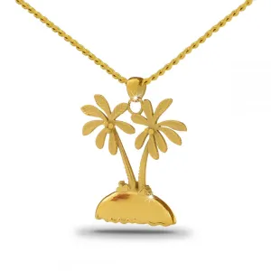 Double Palm Tree Gold Cremation Necklace