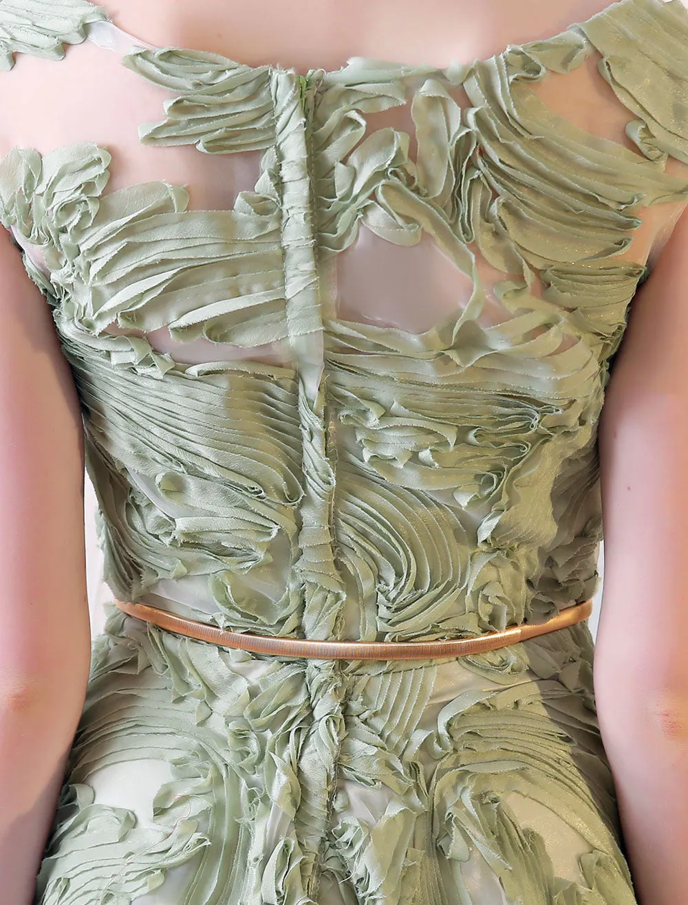 Eleagnt Evening Dresses Long Dusty Sage Embossment Fabric Texture Sleeveless A Line Floor Length With Sash Wedding Guest Dress