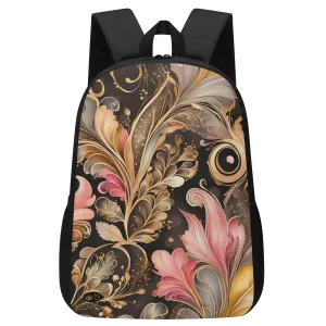 Elegant Pink Floral Feather 17 Inch Laptop Backpack