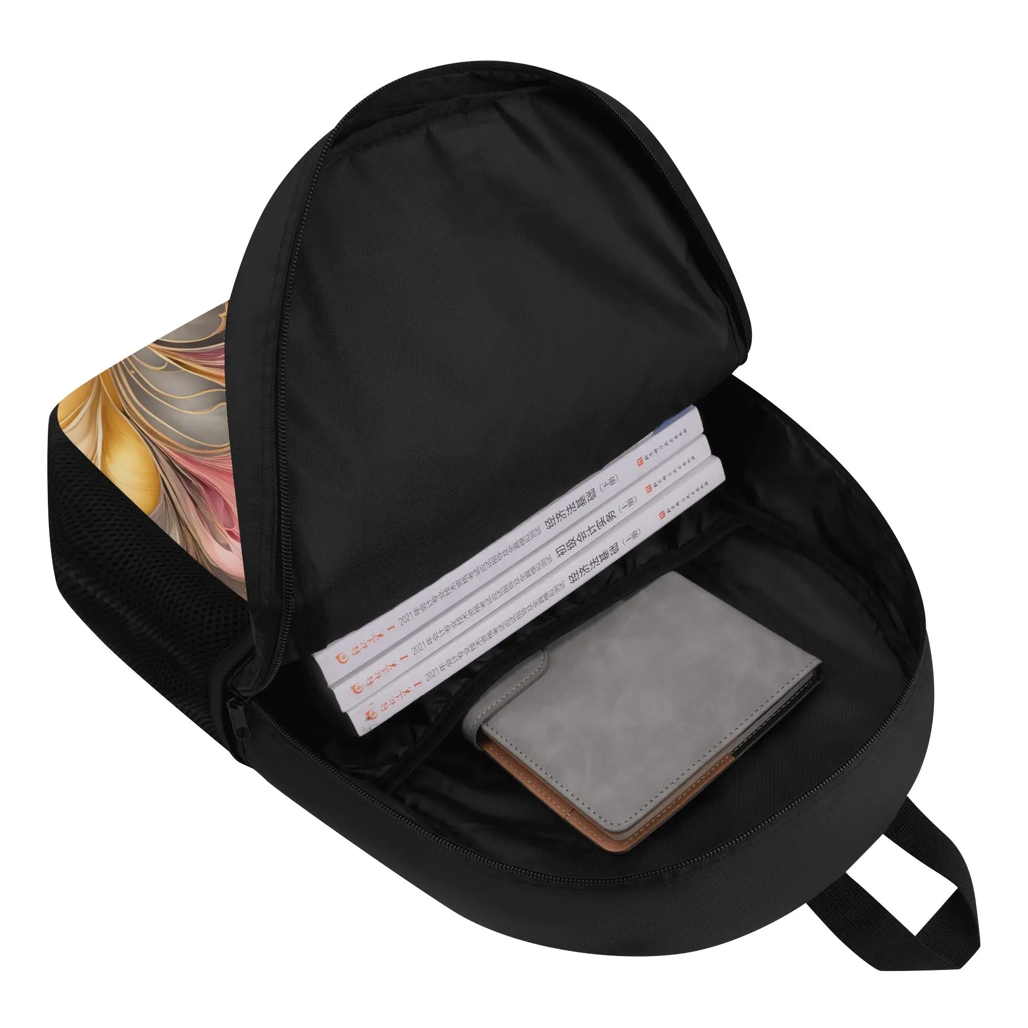 Elegant Pink Floral Feather 17 Inch Laptop Backpack