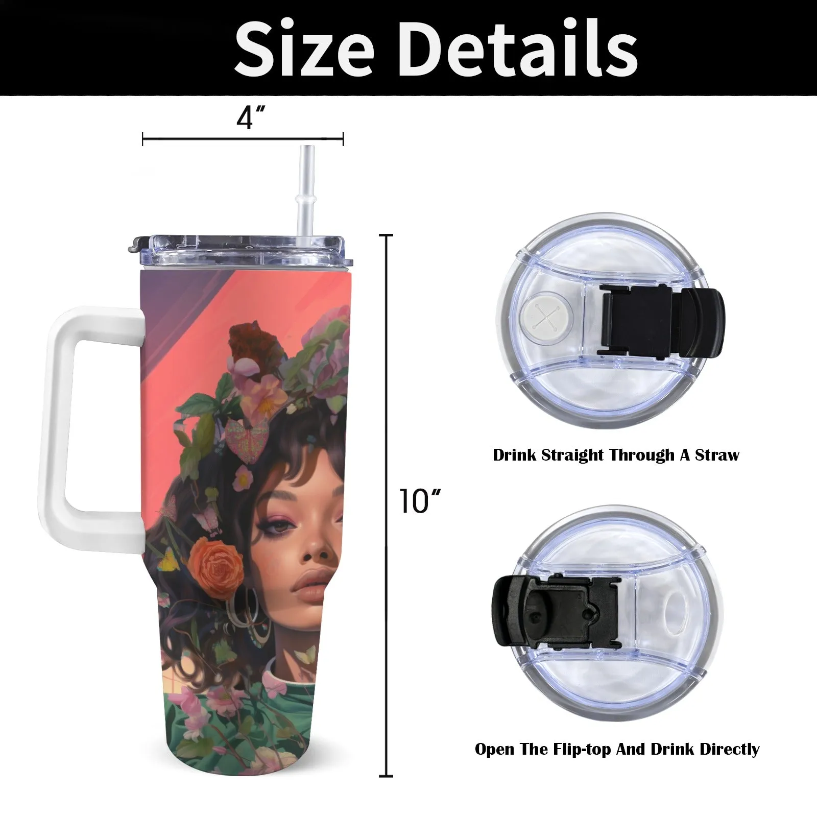 Elevated Leaf Tumbler 40oz Tumbler with Handle