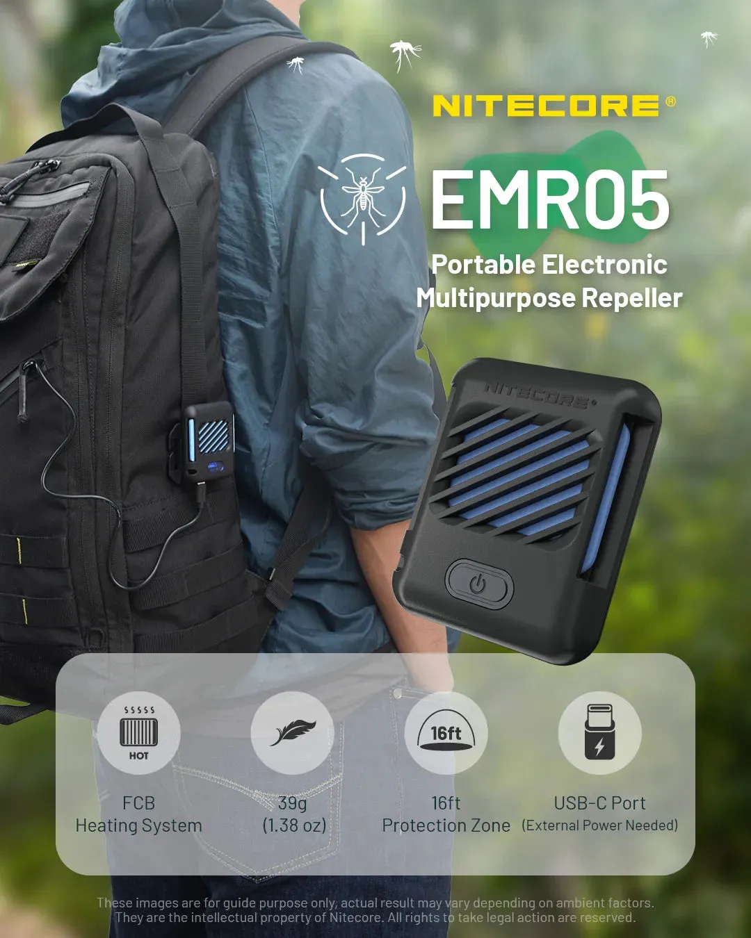 EMR05 - Portable Mosquito Repellent Powered by USB-C Mozzie Repeller