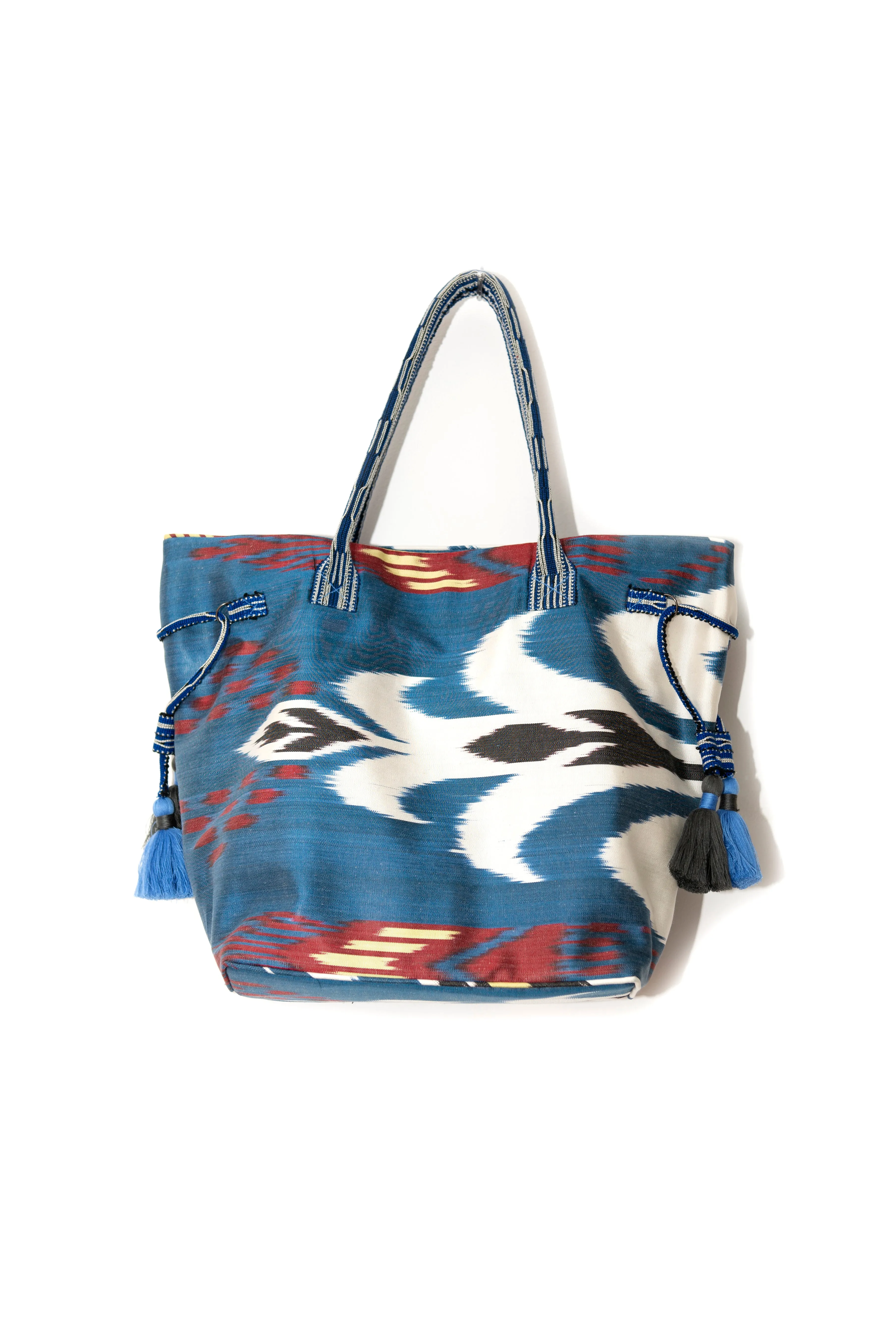 Expandable Ikat Bag with Tassels