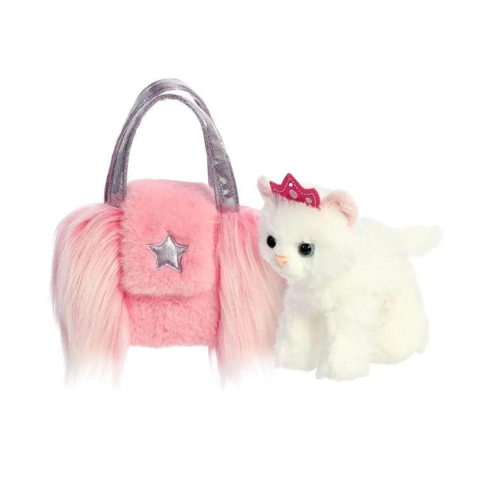 Fancy Pal Cat in Pink Fuzzy Bag