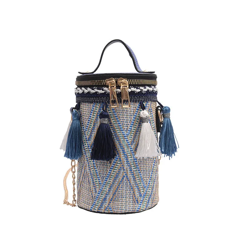 Fashion Bag Trend Chain Bucket Bag Hand Bag Shoulder Bag Girl National Wind Messenger Bag