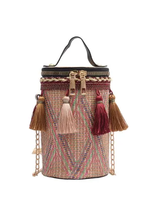 Fashion Bag Trend Chain Bucket Bag Hand Bag Shoulder Bag Girl National Wind Messenger Bag