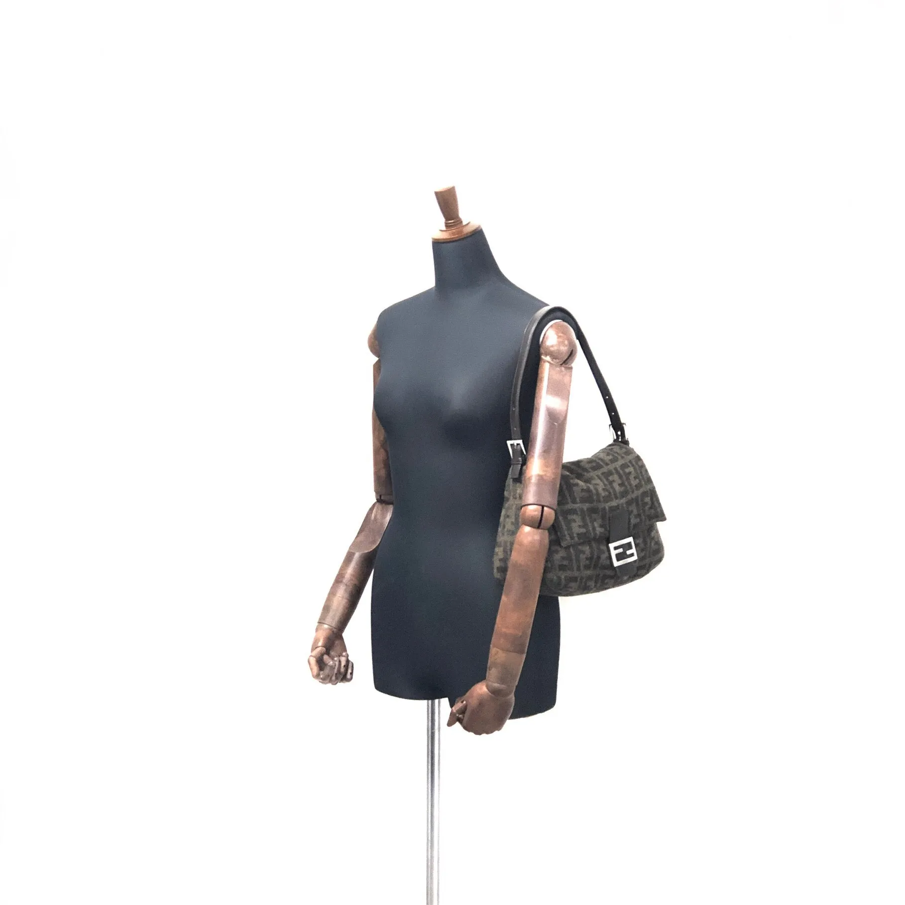 FENDI Zucca Bucket Wool Shoulder bag Handbag Brown Vintage Old h7skhg