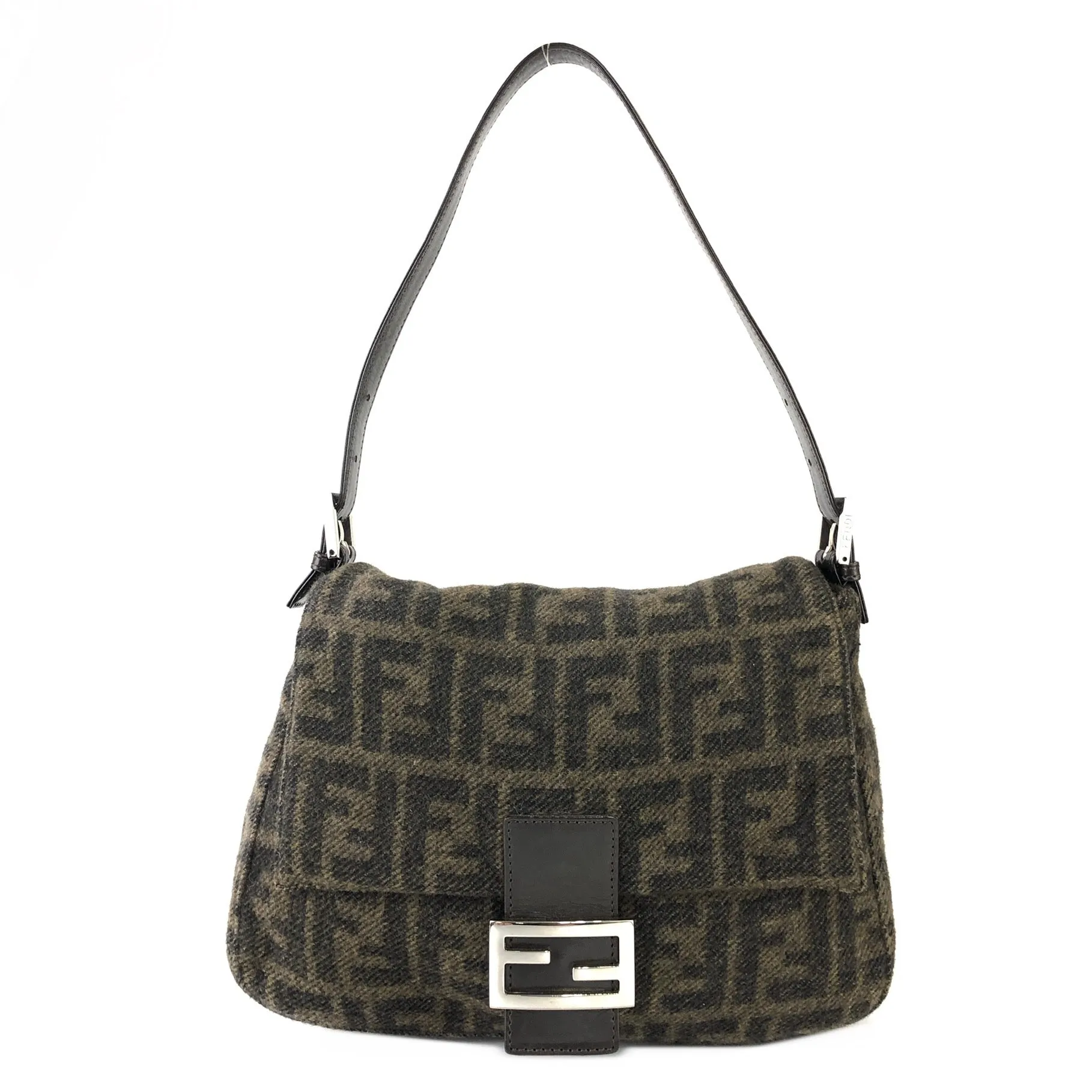 FENDI Zucca Bucket Wool Shoulder bag Handbag Brown Vintage Old h7skhg
