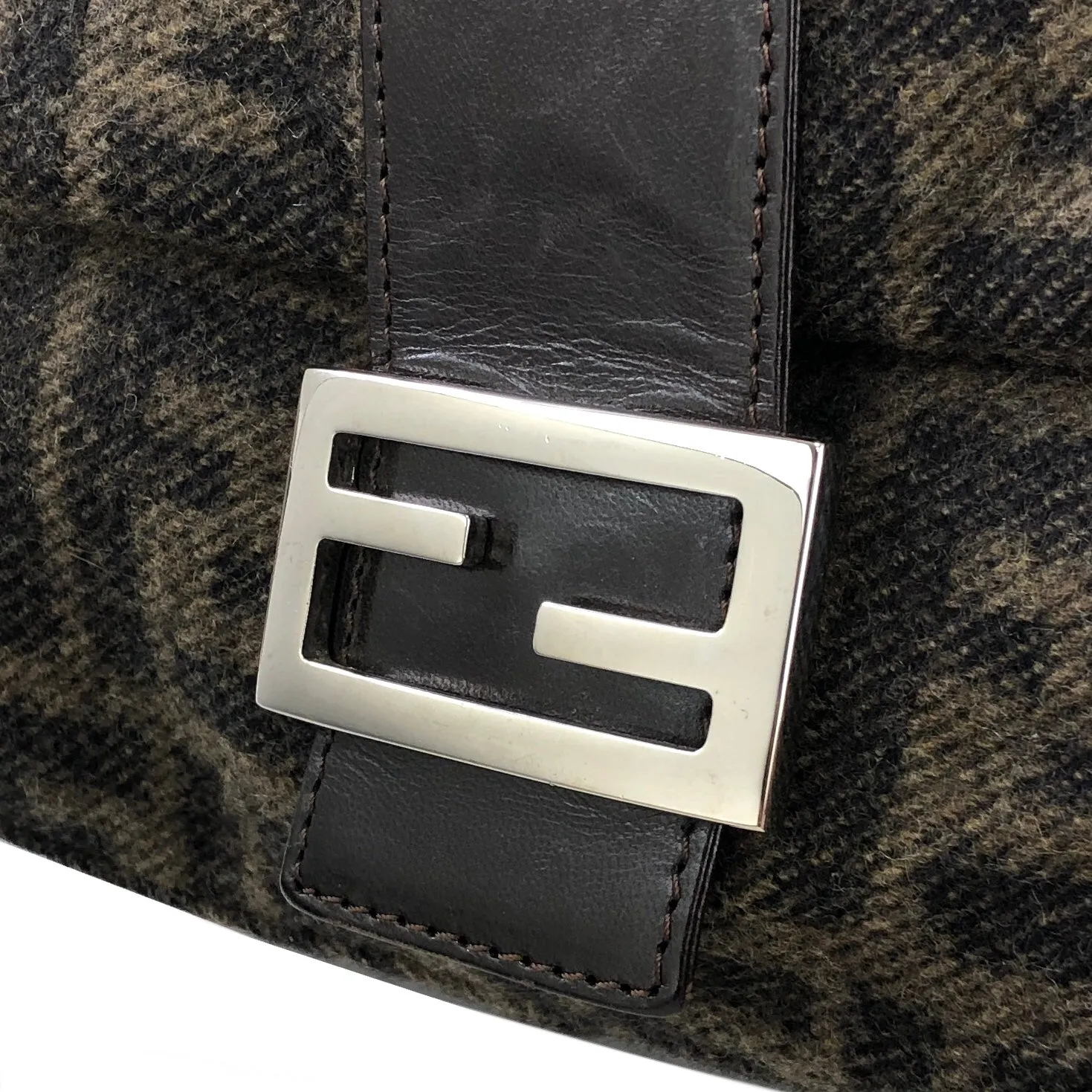 FENDI Zucca Bucket Wool Shoulder bag Handbag Brown Vintage Old h7skhg