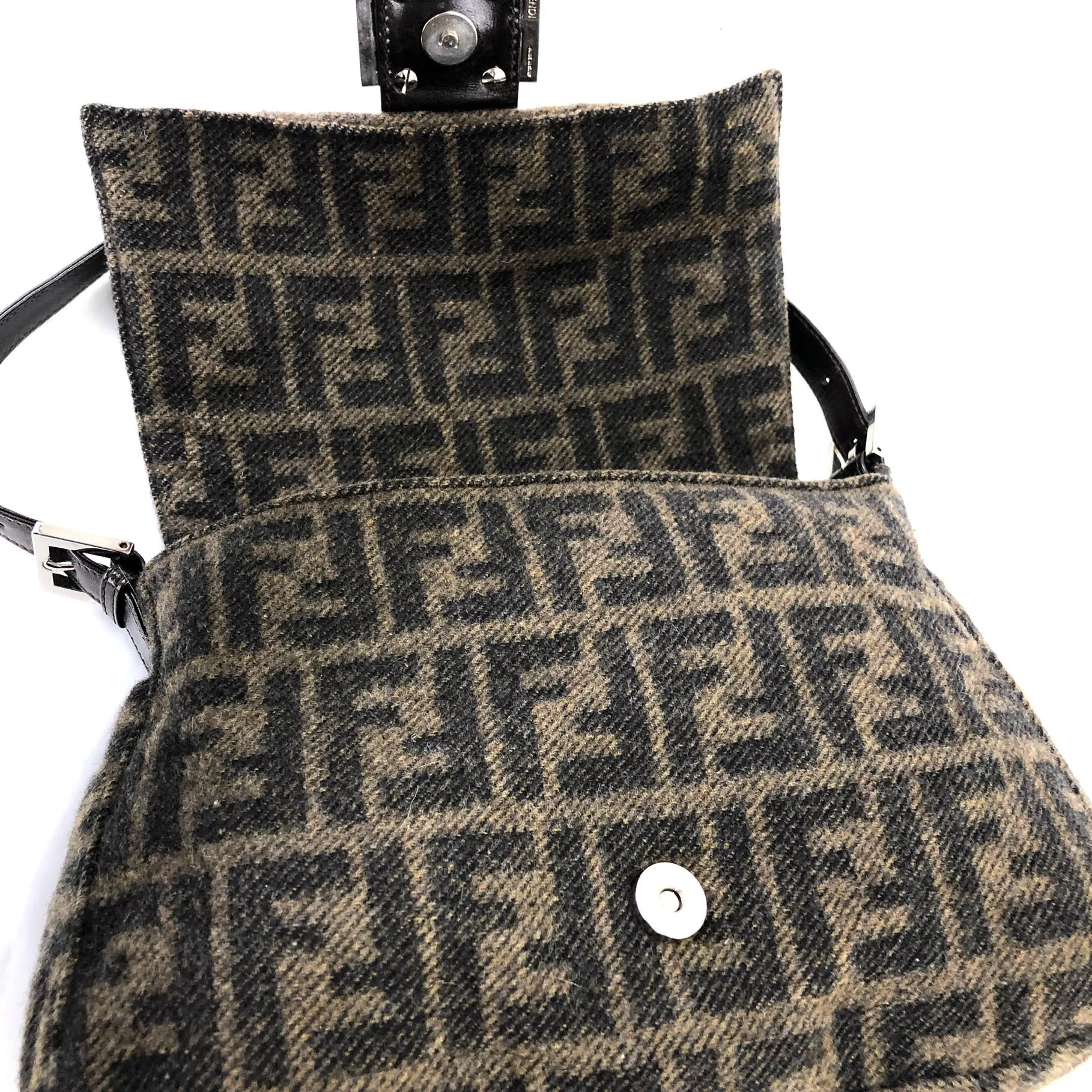FENDI Zucca Bucket Wool Shoulder bag Handbag Brown Vintage Old h7skhg