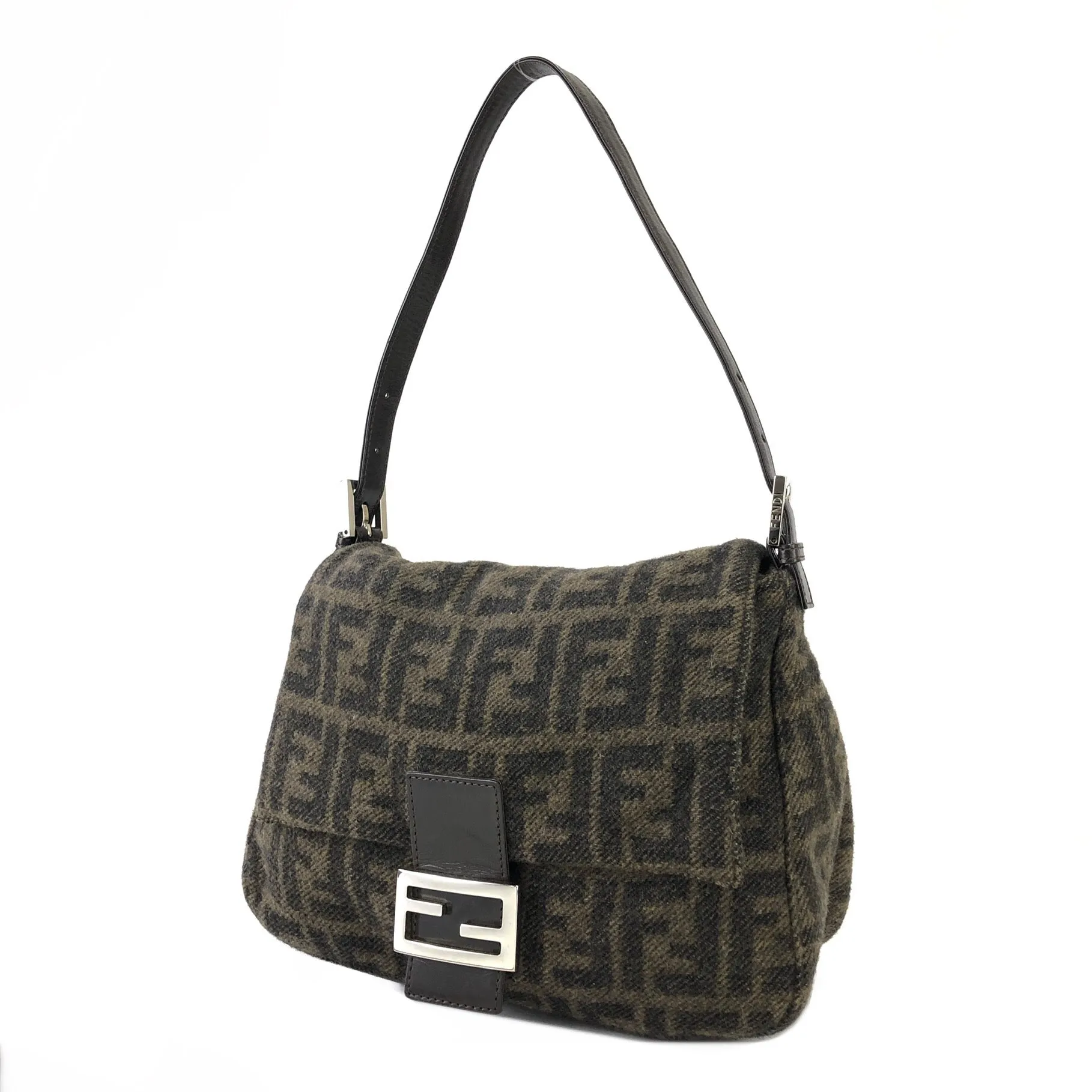 FENDI Zucca Bucket Wool Shoulder bag Handbag Brown Vintage Old h7skhg