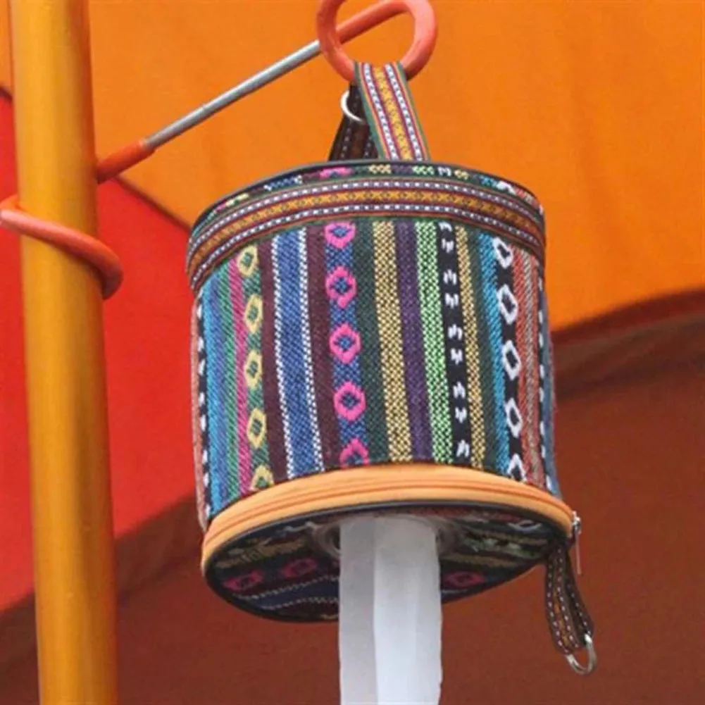 Foldable Ethnic Style Hanging Camping Toilet Paper Holder - Portable and Stylish Outdoor Storage Box for Camping and Hiking