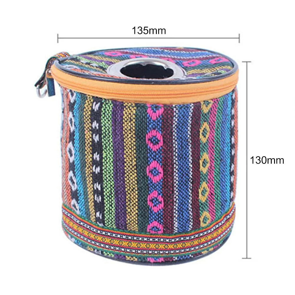 Foldable Ethnic Style Hanging Camping Toilet Paper Holder - Portable and Stylish Outdoor Storage Box for Camping and Hiking