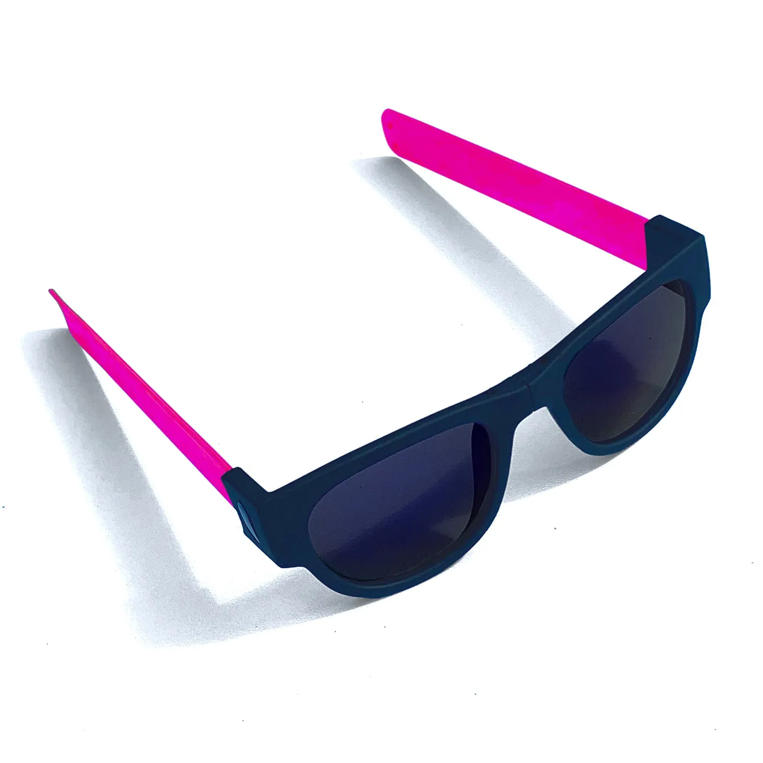 Folding Sunglasses with Slap Bracelet Arms - PINK ARMS / POLARIZED LENSES