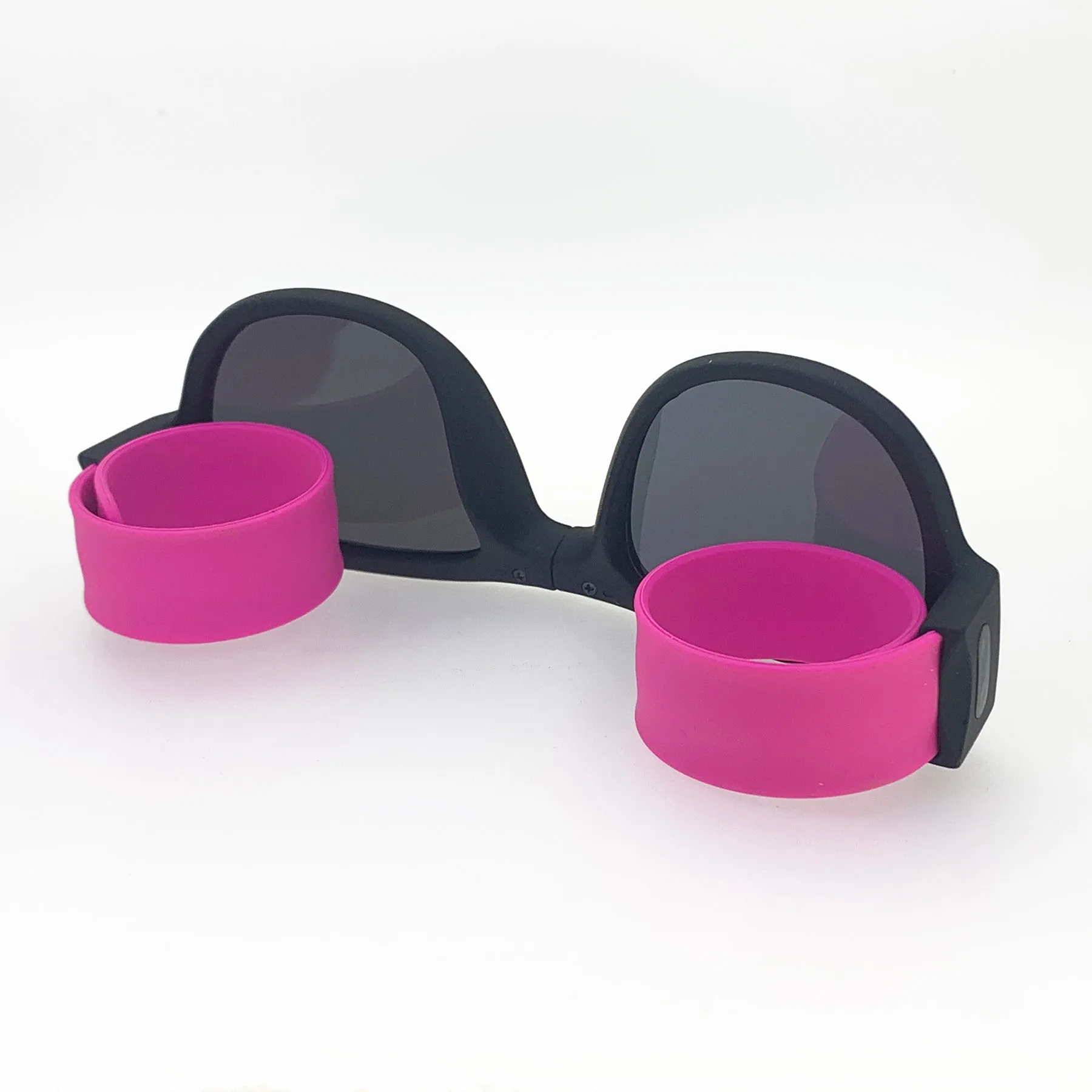 Folding Sunglasses with Slap Bracelet Arms - PINK ARMS / POLARIZED LENSES