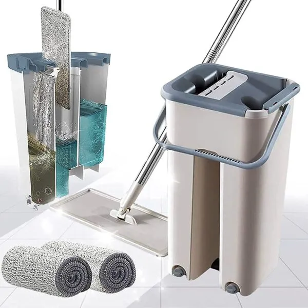 Free Hand Washing Magic Automatic Spin Mop 2 Washable Microfiber Pads