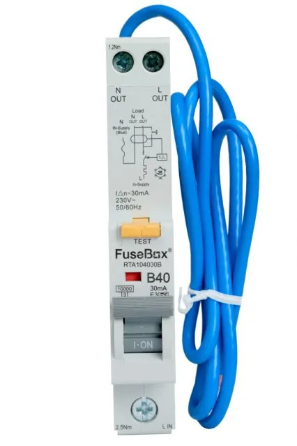 FuseBox RTA104030B 40A B Curve 10kA 30mA Type A RCBO
