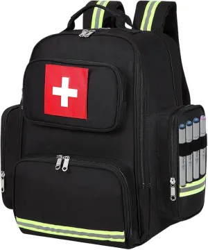 Gatycallaty First Aid Backpack Medical Emt First Responder Bag Empty Ems Emergency Home Health Hiking Trauma Travel Camping (black, Large)