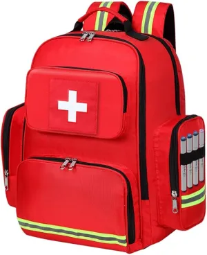 Gatycallaty First Aid Backpack Medical Emt First Responder Bag Empty Ems Emergency Home Health Hiking Trauma Travel Camping (red, Large)