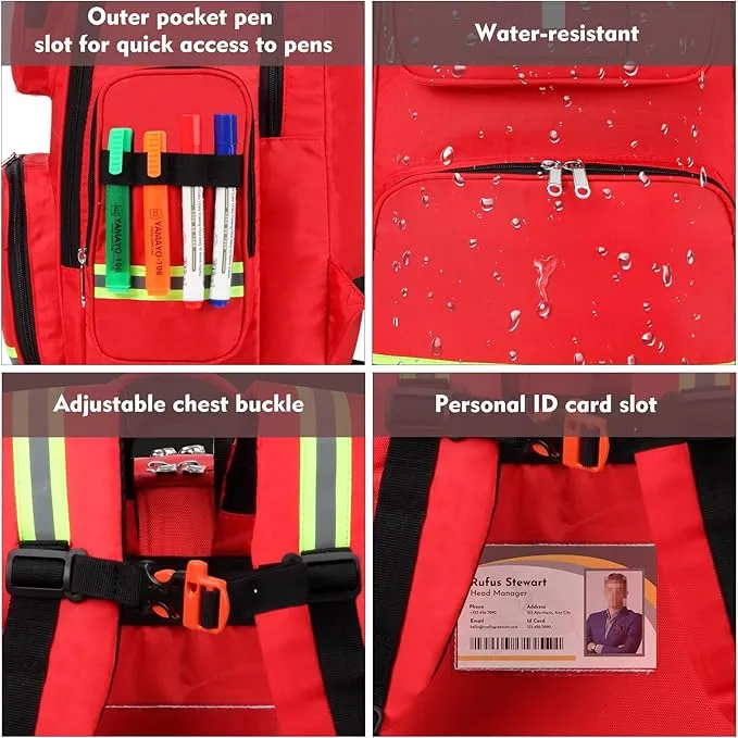 Gatycallaty First Aid Backpack Medical Emt First Responder Bag Empty Ems Emergency Home Health Hiking Trauma Travel Camping (red, Large)