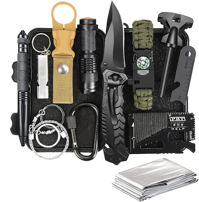 Gifts for Men Dad Husband Him, Survival Kit, Emergency Survival Gear and Equipment 14 in 1, Anniversary Birthday Gifts for Him Boyfriend, Hunting Fishing Camping Accessories, Cool Gadget