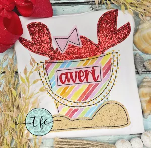 {Girl Crab   Bucket} applique tee