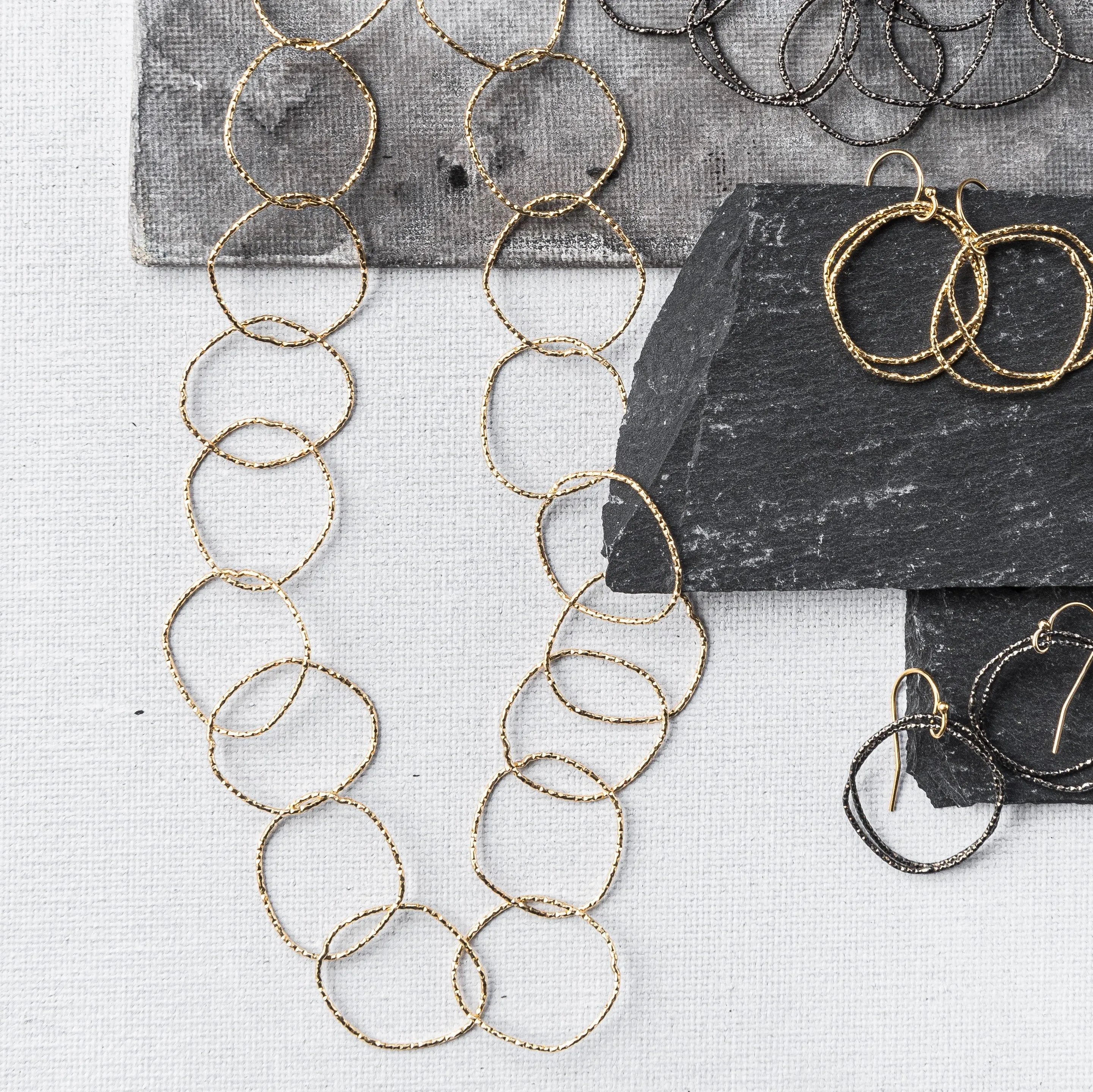 Gold Shimmer Organic Circle Necklace