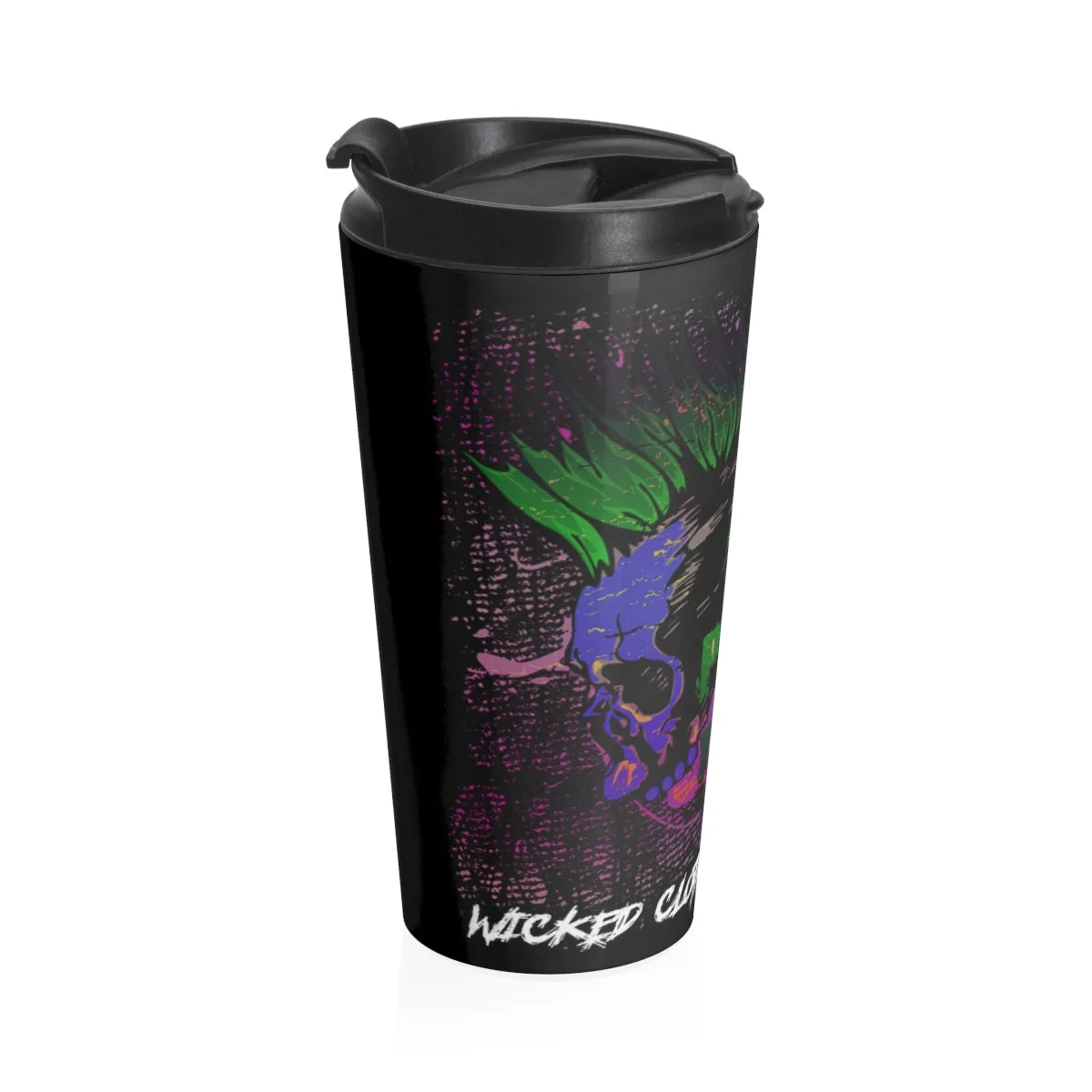 Green & Purple/ Punks Not Dead / Stainless Steel Travel Mug