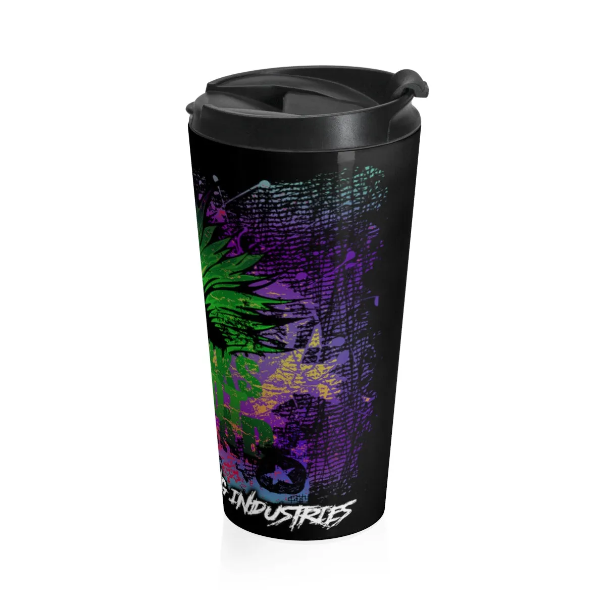 Green & Purple/ Punks Not Dead / Stainless Steel Travel Mug