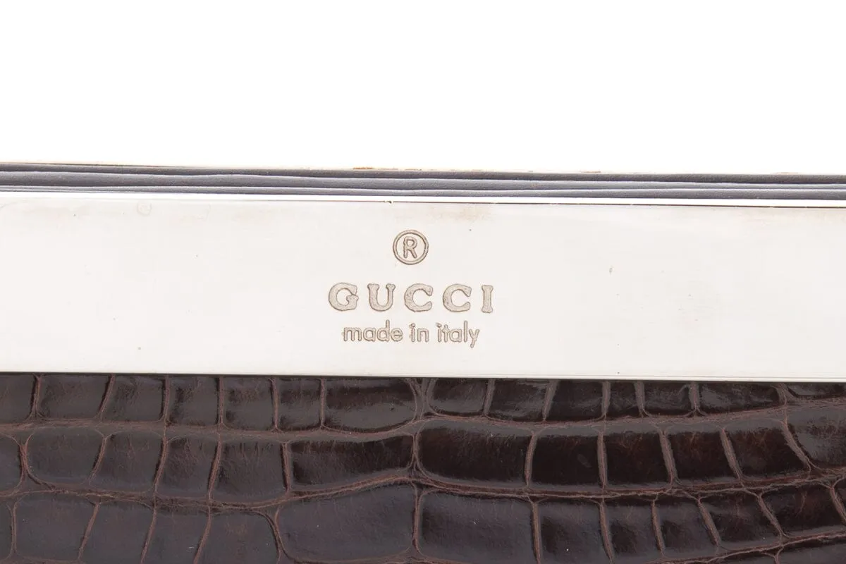 Gucci Brown Crocodile Tom Ford Era Top Handle Handbag