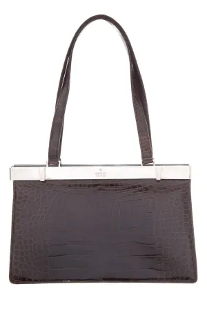 Gucci Brown Crocodile Tom Ford Era Top Handle Handbag