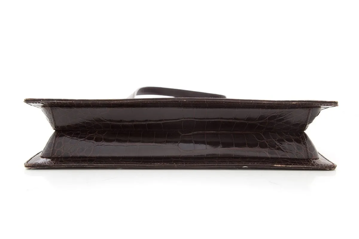 Gucci Brown Crocodile Tom Ford Era Top Handle Handbag
