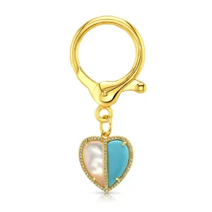 HARMONY HEART BAG CHARM, GOLD MOP/TURQ