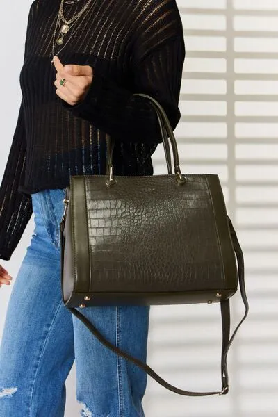 Hazel Blues® |  David Jones Texture PU Leather Handbag