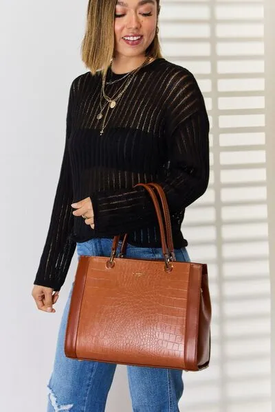 Hazel Blues® |  David Jones Texture PU Leather Handbag