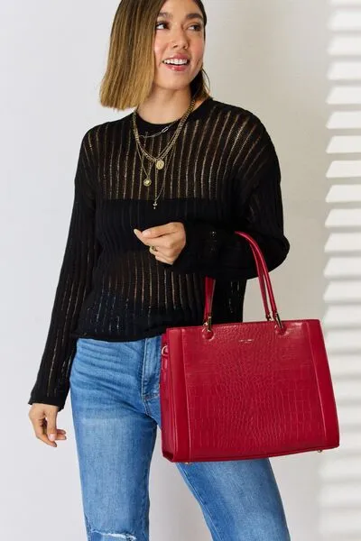 Hazel Blues® |  David Jones Texture PU Leather Handbag