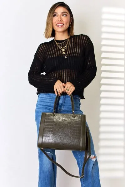 Hazel Blues® |  David Jones Texture PU Leather Handbag