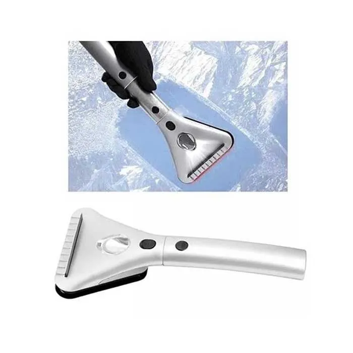 Heated Ice Scraper with Built-In Wide-Beam LED Light