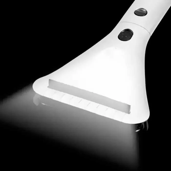 Heated Ice Scraper with Built-In Wide-Beam LED Light