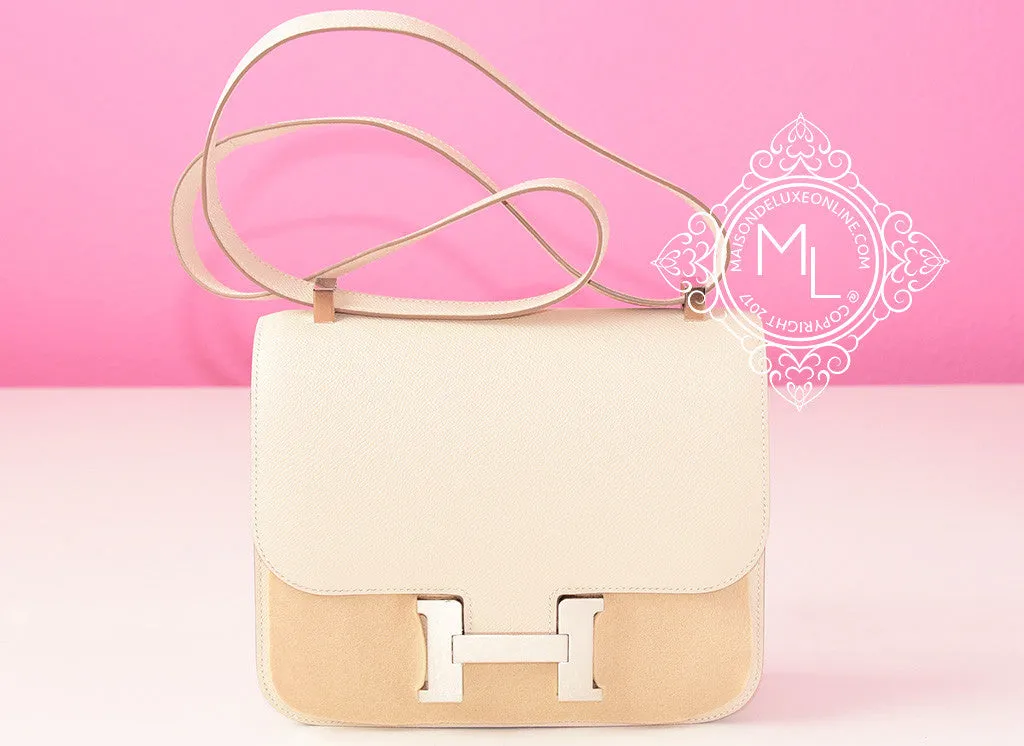 Hermes Craie White Epsom Constance MM 24/25 Handbag