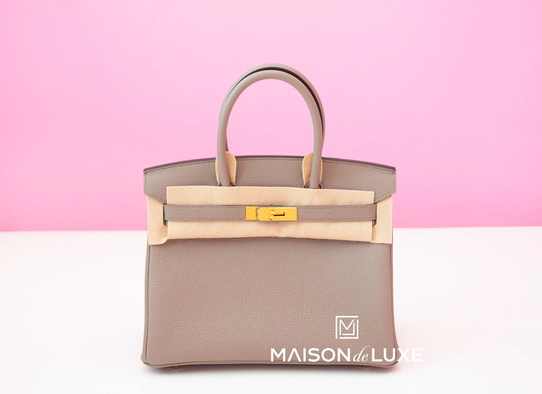 Hermes Gris Asphalte Togo GHW Birkin 30 Handbag