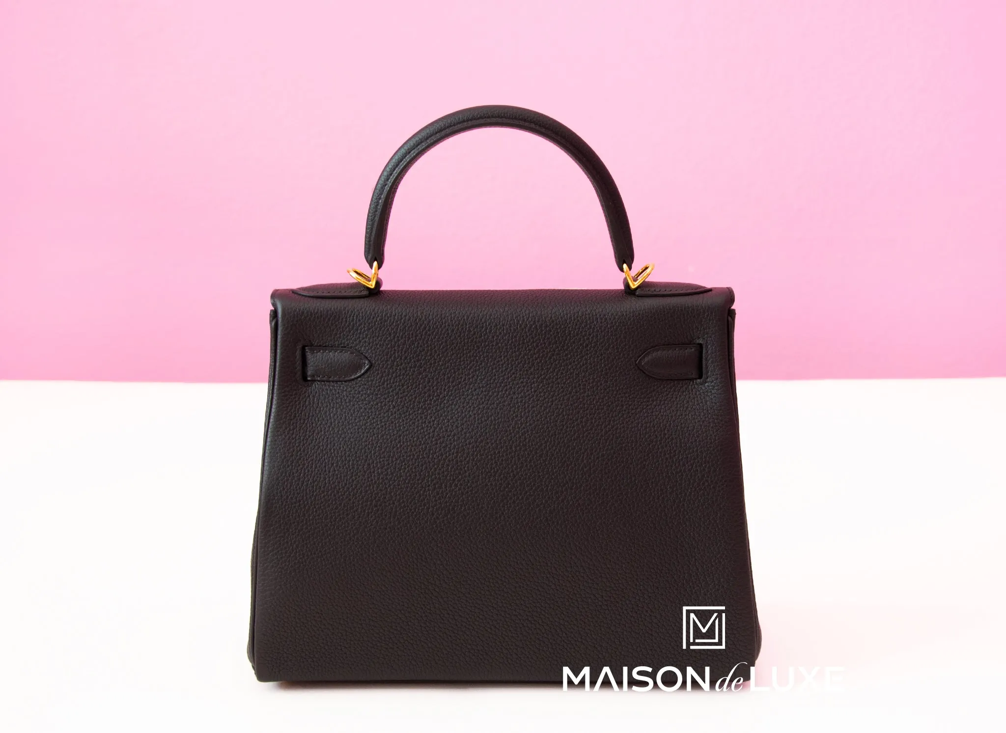 Hermes Noir Black GHW Togo Kelly 28 Handbag